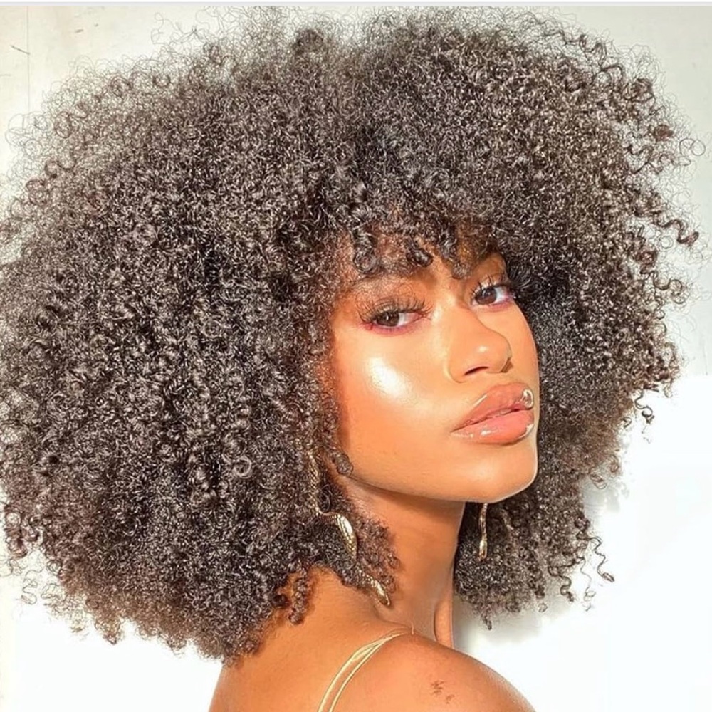 Natural Black Curly Hair Wig - Picture 2 of 3